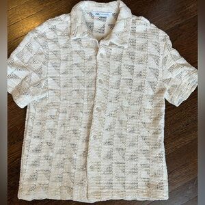 Zara Crochet Textured Shirt NWOT